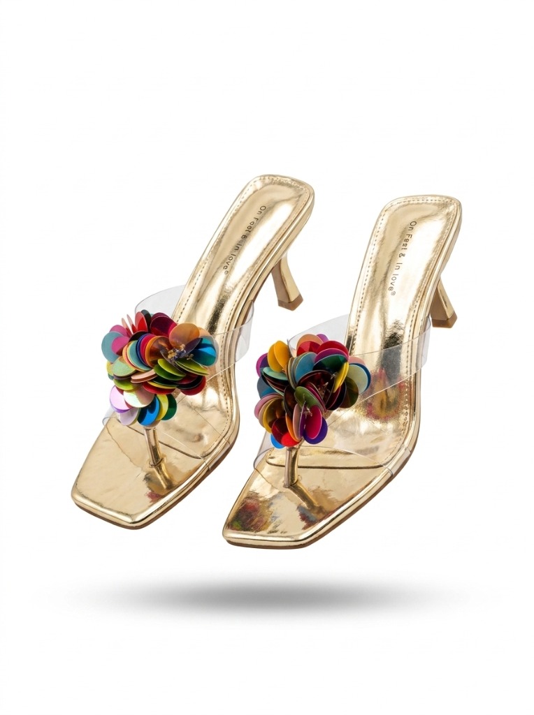 Floral Sequin Clear Mule view 2